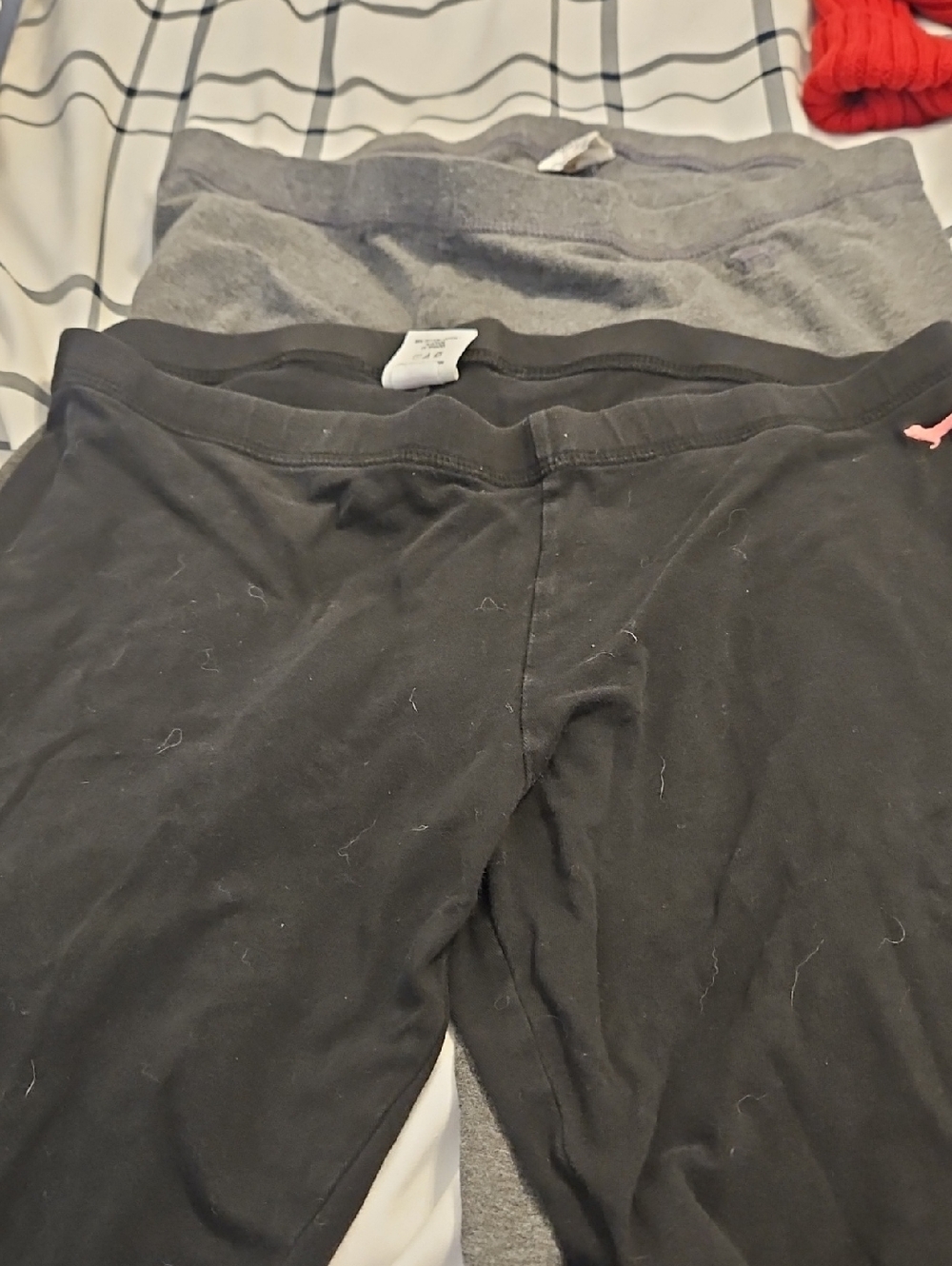 PINK Victoria's Secret Black and Gray Womens Cotton Blend Leggings Duo